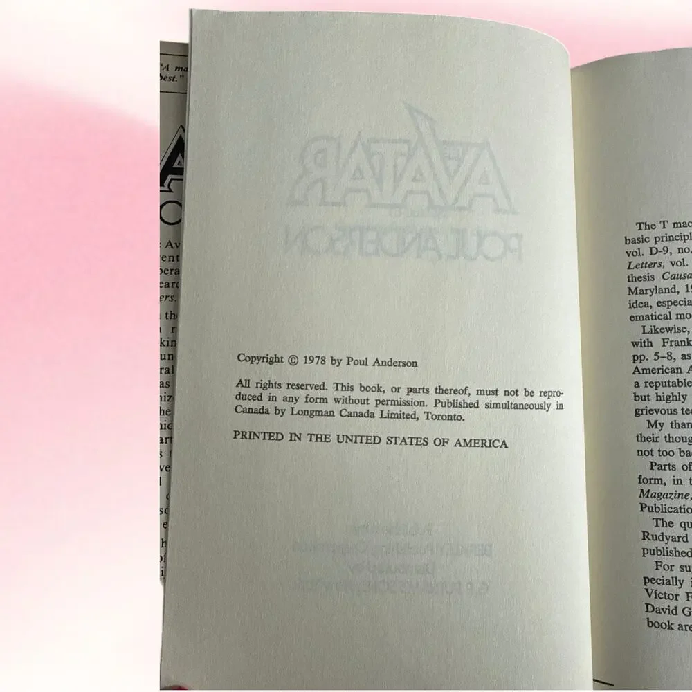 Vintage 1978 Poul Anderson The Avatar Hardcover DJ Retro Sci-Fi Space Opera